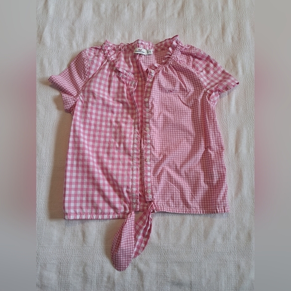 Vineyard Vines girls size 16 gingham pink & white blouse, EUC - Picture 1 of 5